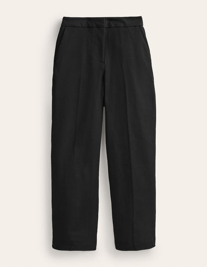 Bi-Stretch Crop Flare Trousers-Black