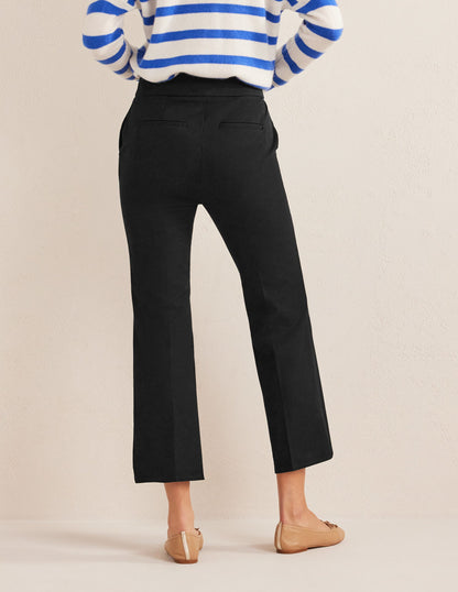 Bi-Stretch Crop Flare Trousers-Black