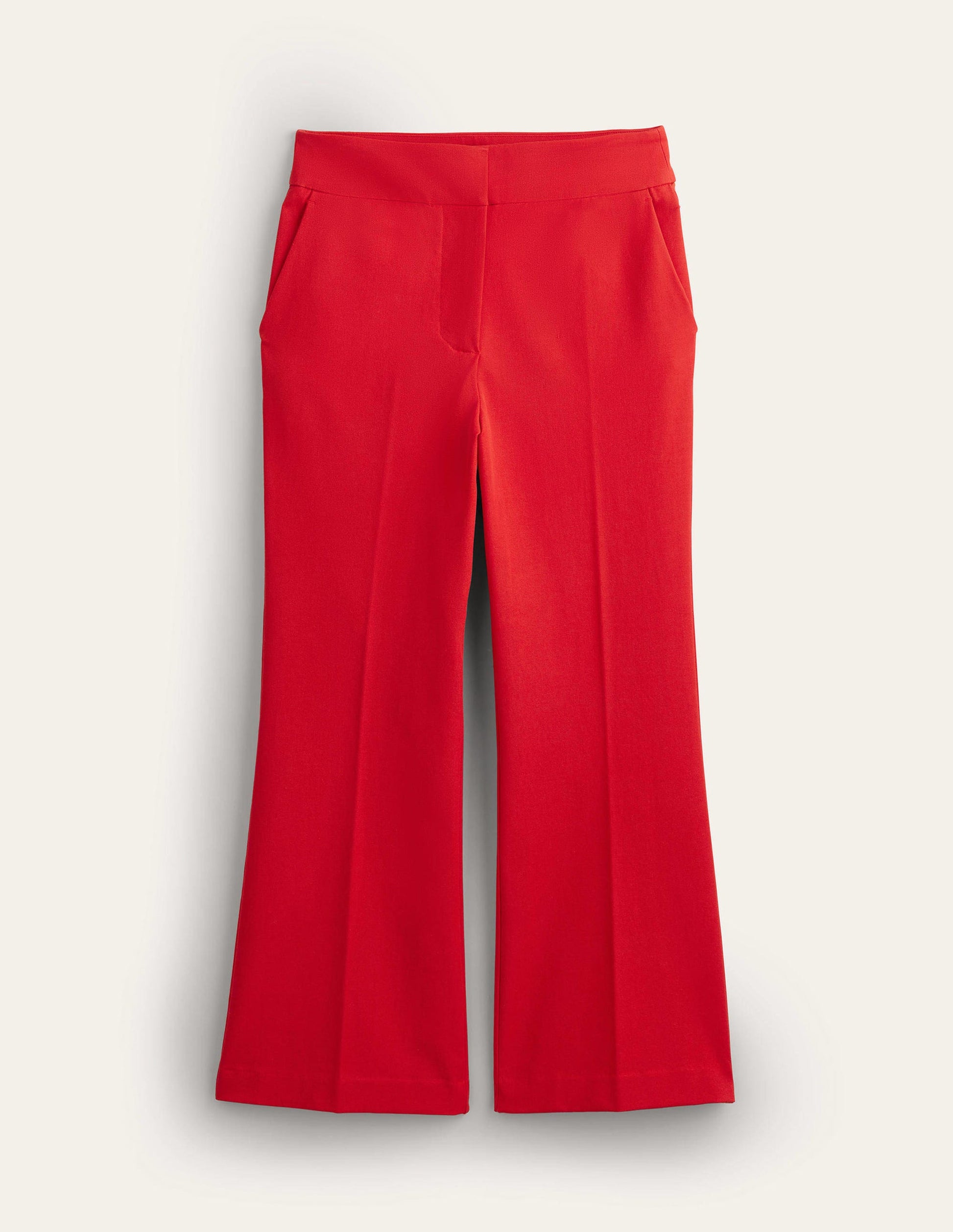 Bi-Stretch Crop Flare Trousers-Pillarbox Red-6