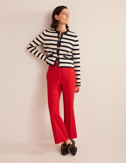 Bi-Stretch Crop Flare Trousers-Pillarbox Red-1