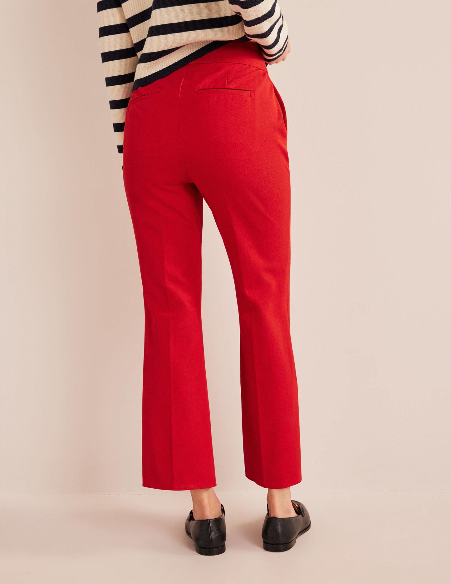 Bi-Stretch Crop Flare Trousers-Pillarbox Red