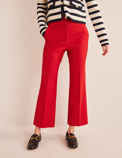 Bi-Stretch Crop Flare Trousers-Pillarbox Red-4