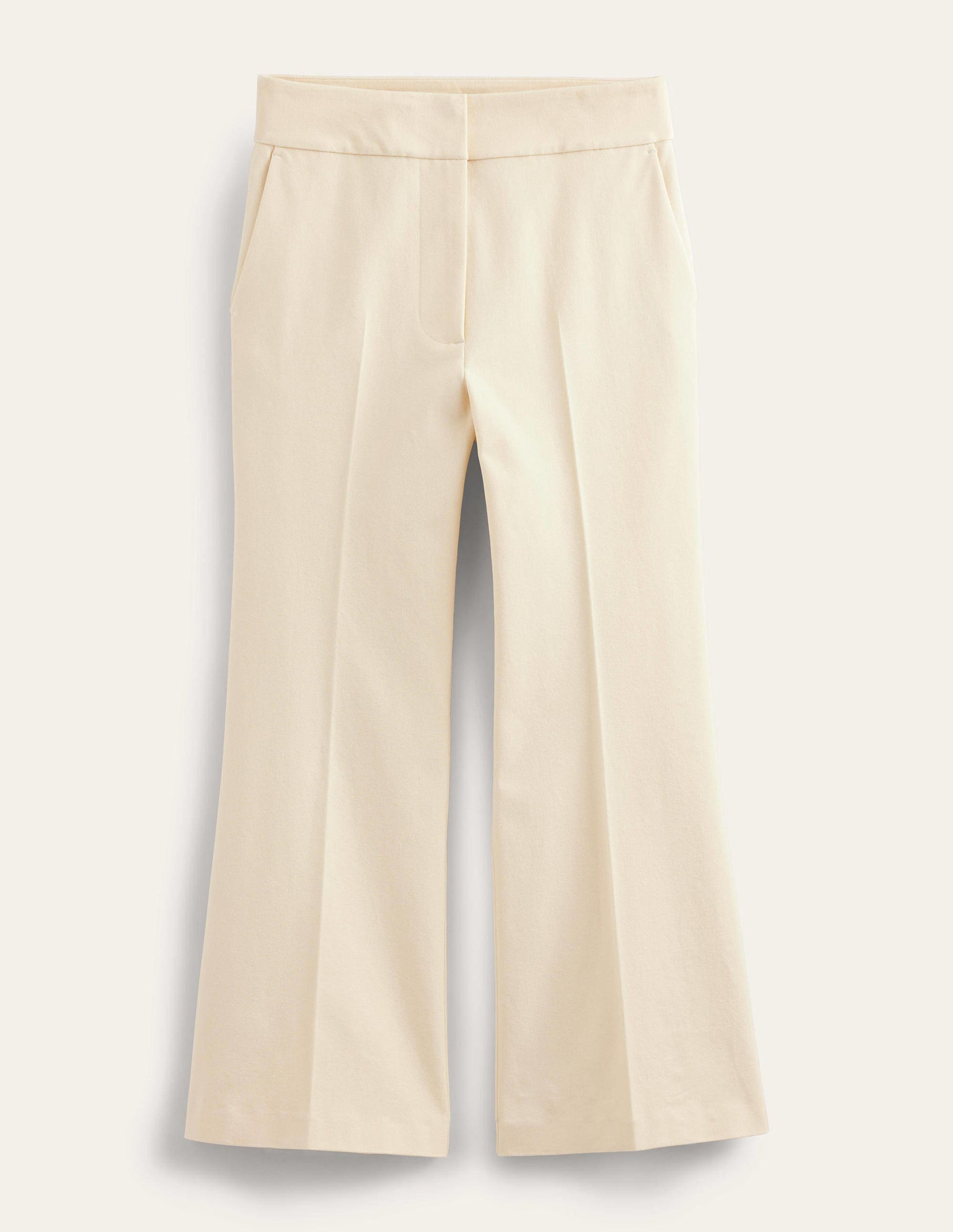 Bi-Stretch Crop Flare Trousers-Dorset Cream-5
