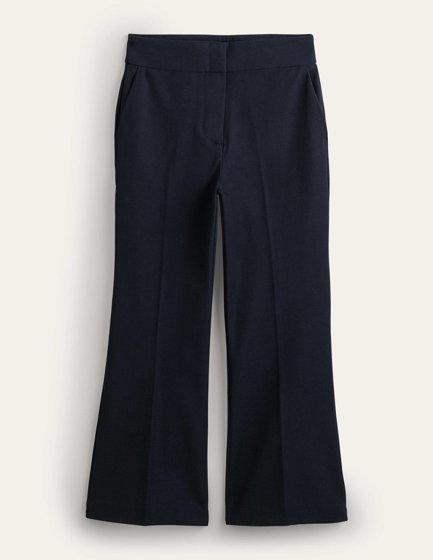 Bi-Stretch Crop Flare Trousers-Navy