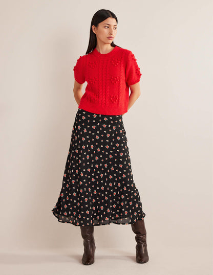 Cecelia Midi Skirt-Black, Rose Pop-1