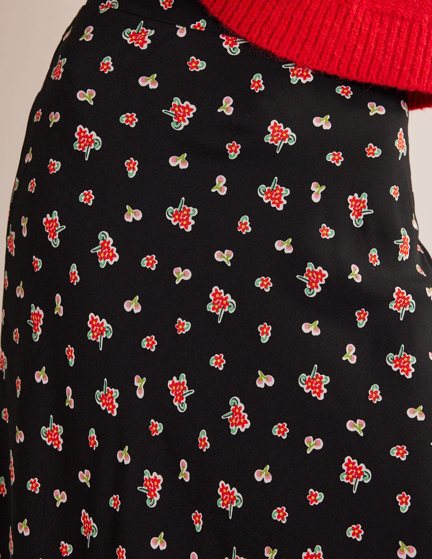 Cecelia Midi Skirt-Black, Rose Pop