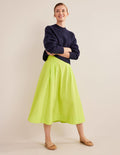 Taffeta Pull-on Midi Skirt-WILD LIME