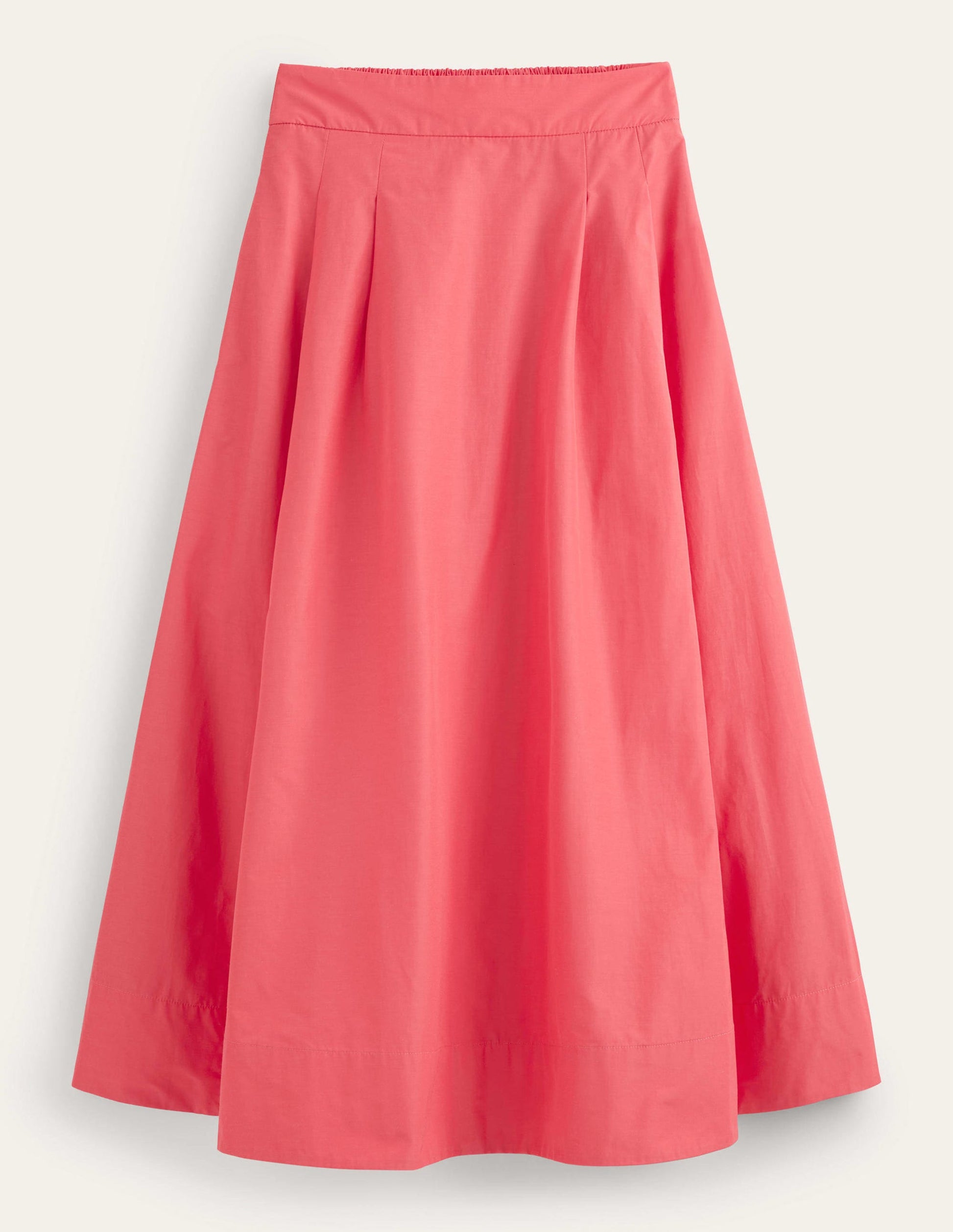 Taffeta Pull-on Midi Skirt-Coral-3