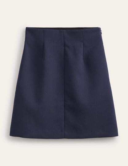 Bi-stretch Mini Skirt-Navy-5