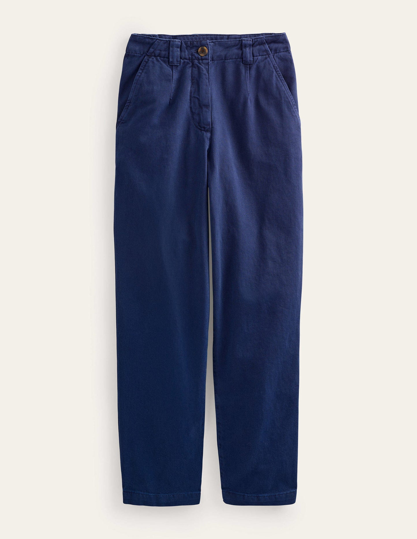 Casual Tapered Cotton Trousers-Night Blue