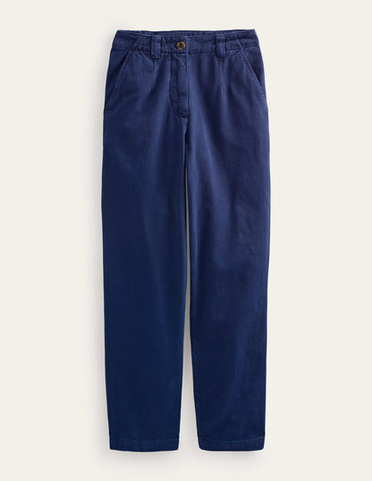 Casual Tapered Cotton Trousers-Night Blue-6
