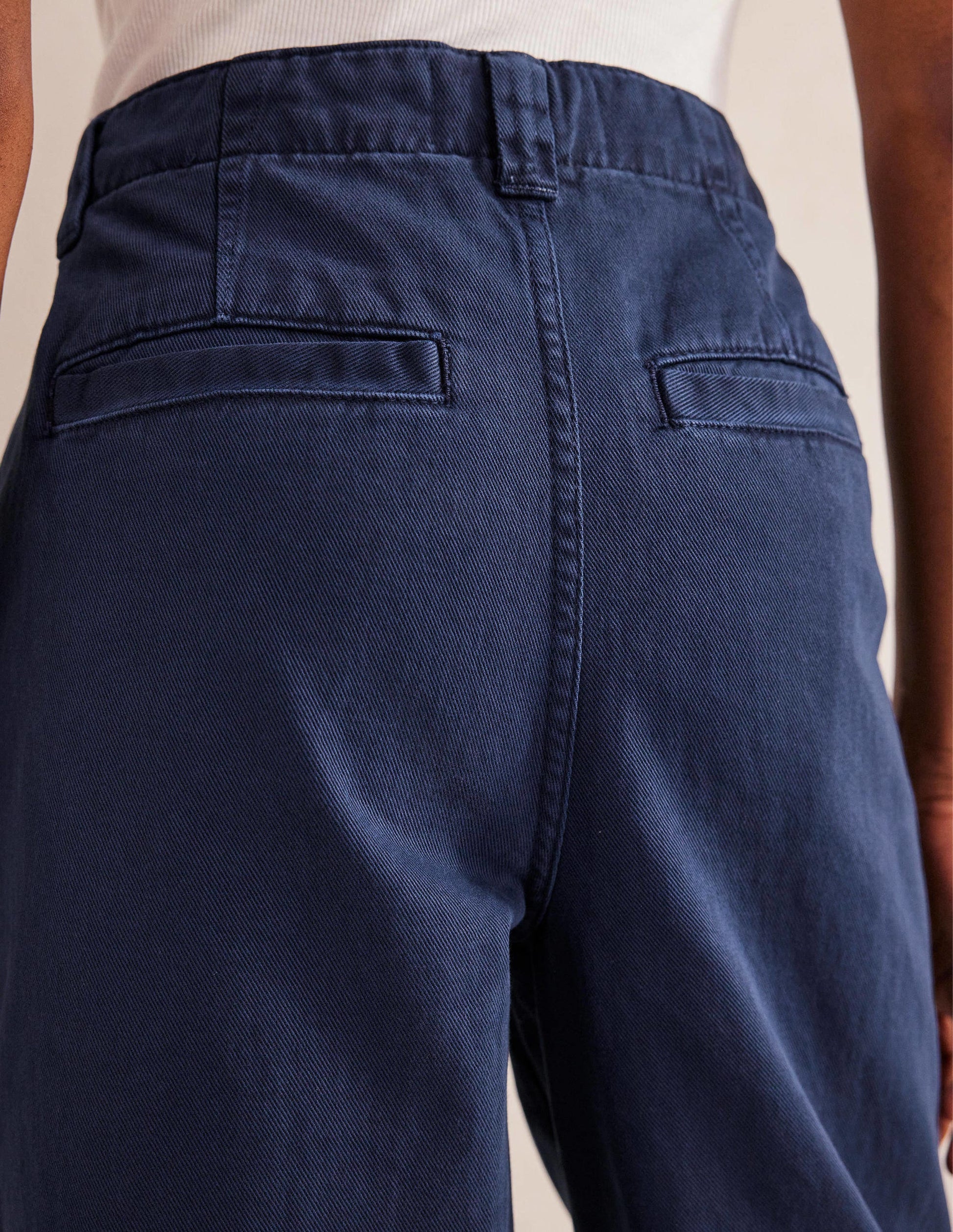 Casual Tapered Cotton Trousers-Night Blue-2