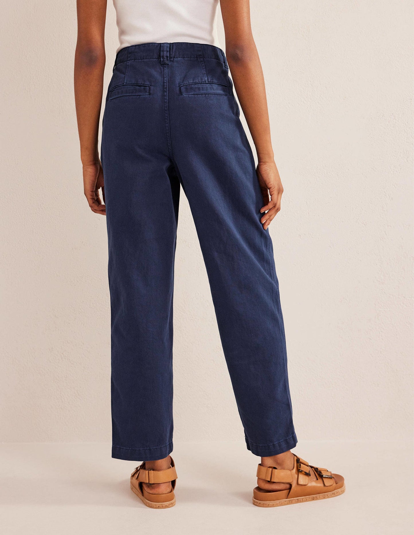 Casual Tapered Cotton Trousers-Night Blue