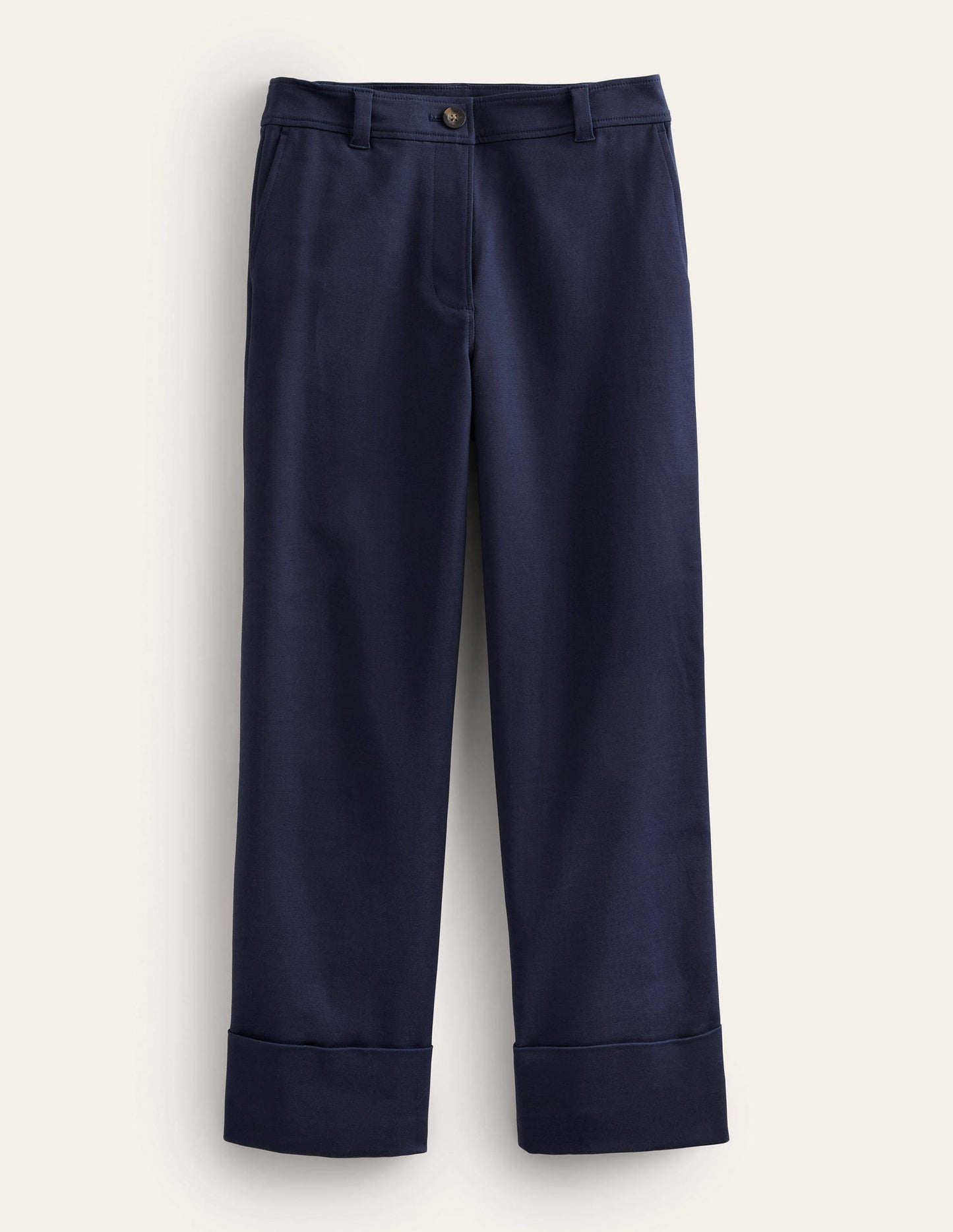 Tailored Turn Up Trousers-Navy
