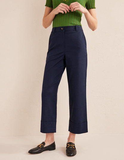 Tailored Turn Up Trousers-Navy-4