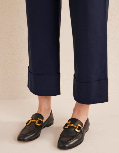 Tailored Turn Up Trousers-Navy-5