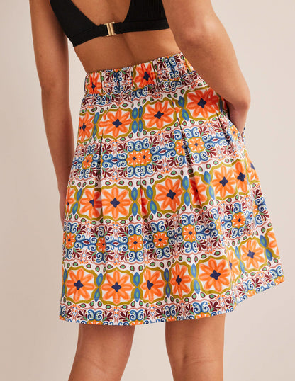 Pleated Cotton Skirt-Multi, Tapestry Stripe-2