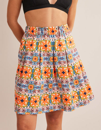 Pleated Cotton Skirt-Multi, Tapestry Stripe-3