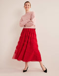 Tulle Occasion Midi Skirt-Dark Rose