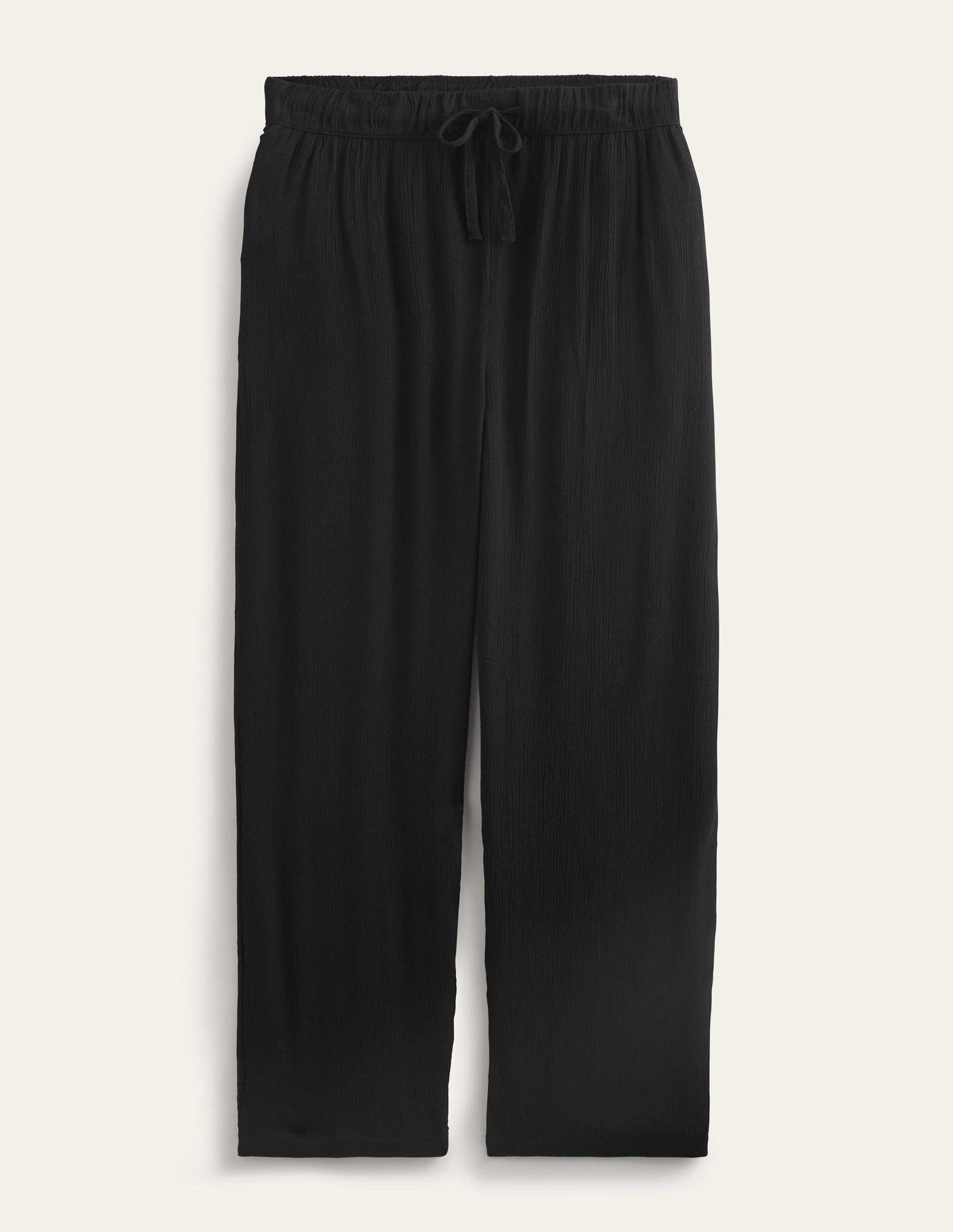 Crinkle Tapered Trousers-Black-5