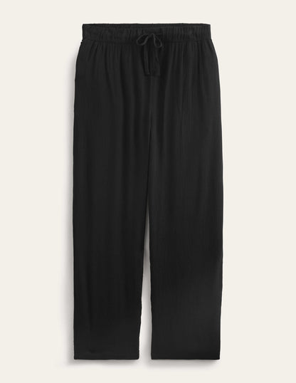 Crinkle Tapered Trousers-Black-5