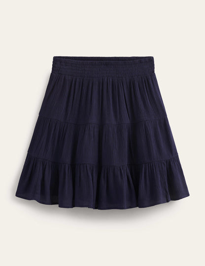 Crinkle Mini Skirt-Navy-5
