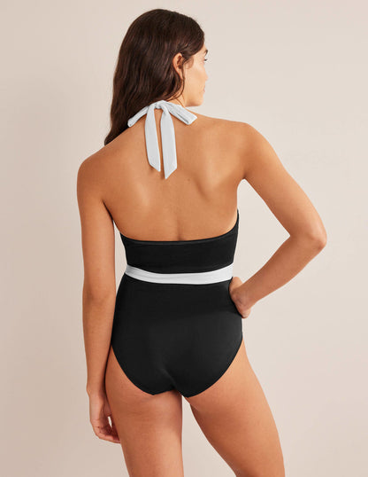 Kefalonia Halterneck Swimsuit-Black Colourblock