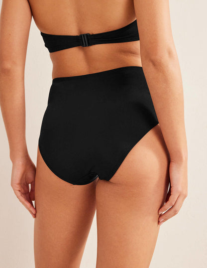 High Waisted Bikini Bottoms-Black