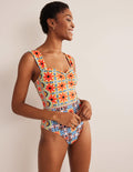 Pleated Sweetheart Swimsuit-Tigerlily, Tapestry Geo