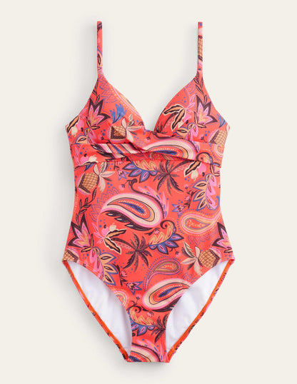 Capri Cup-size Swimsuit-Coral, Paradise Paisley-2