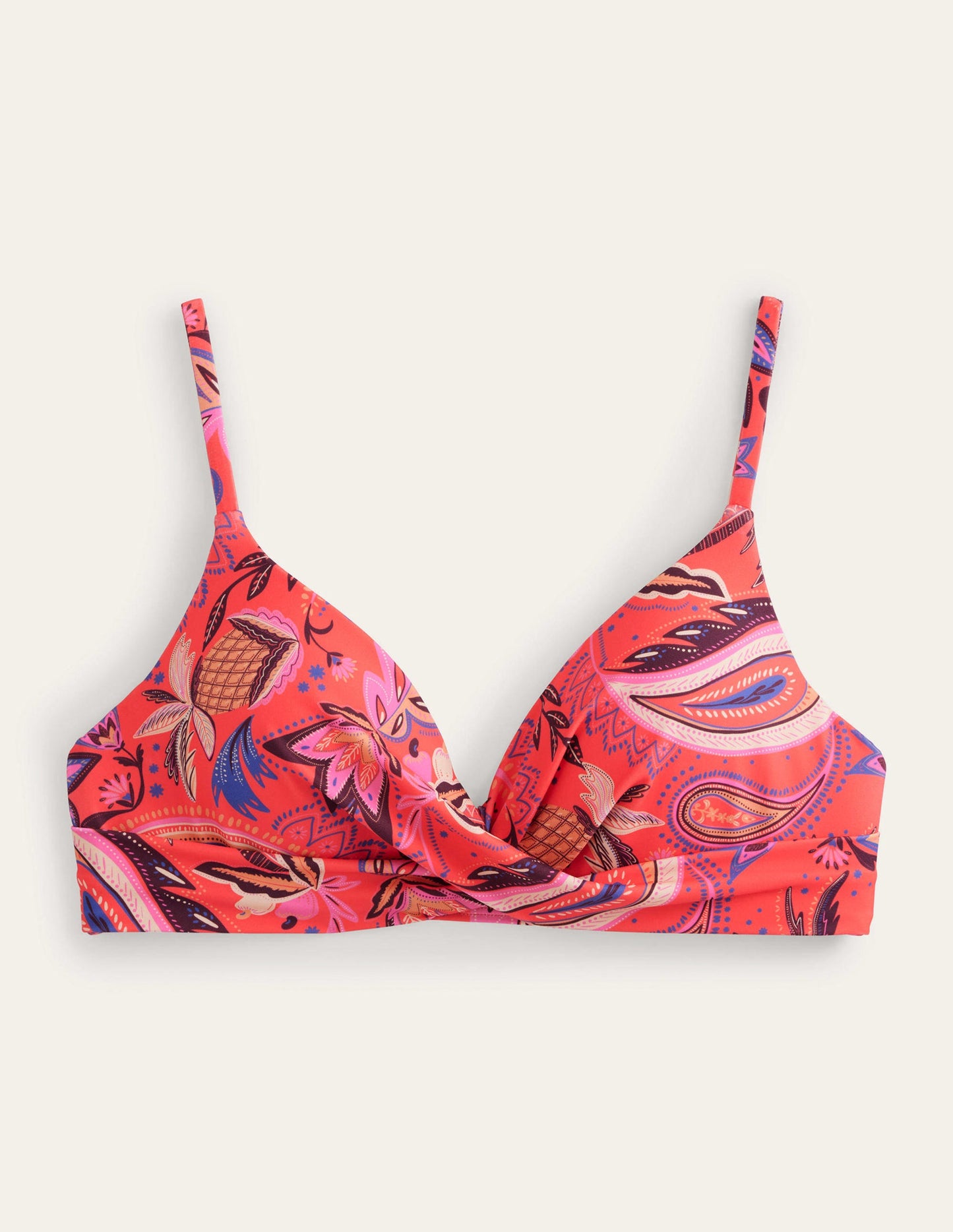 Capri Cup-size Bikini Top-Coral, Paradise Paisley