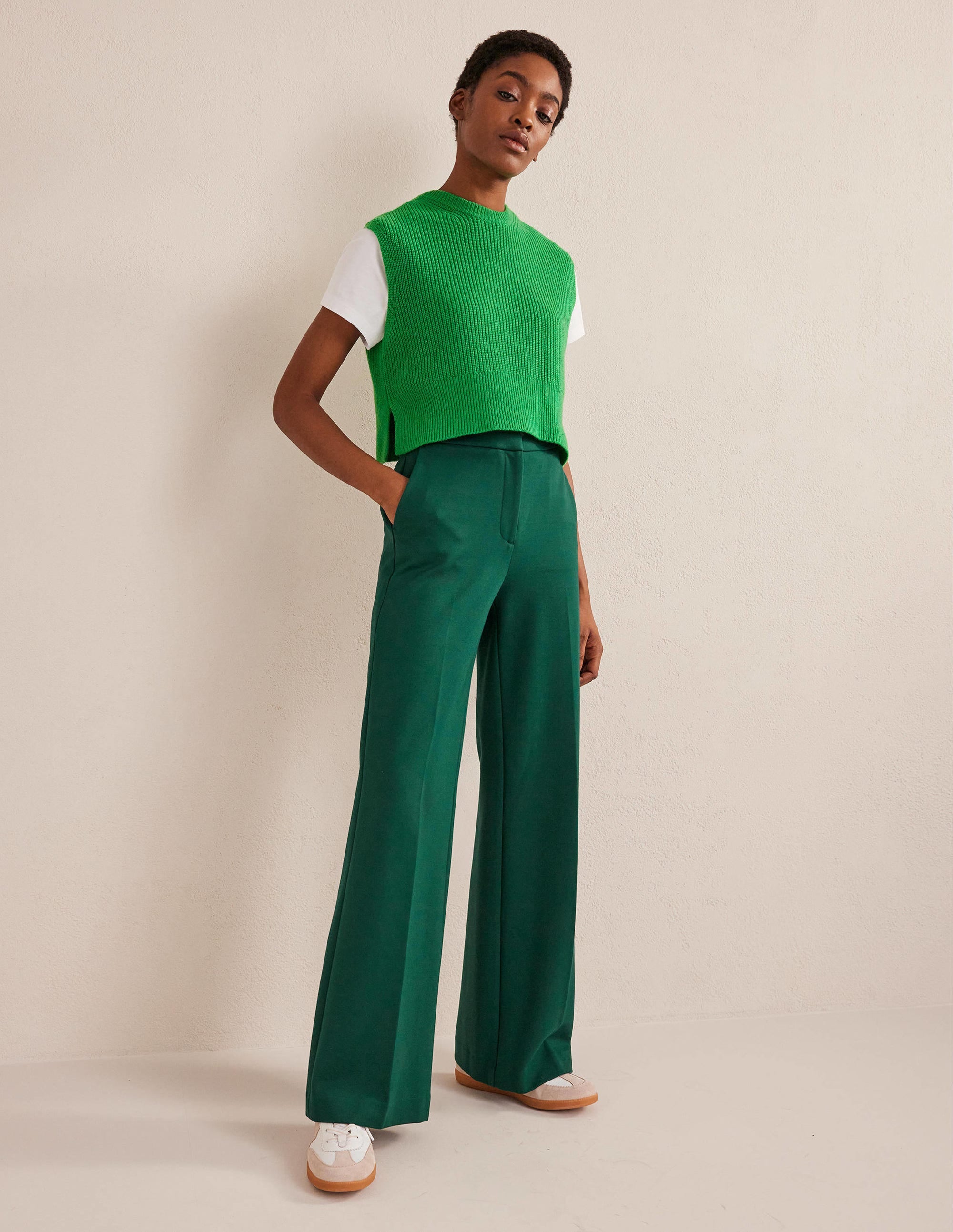 Westbourne Ponte Trousers-Emerald Night - Image 1