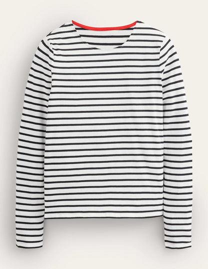 Bea Long Sleeve Breton-Ivory, Black-5