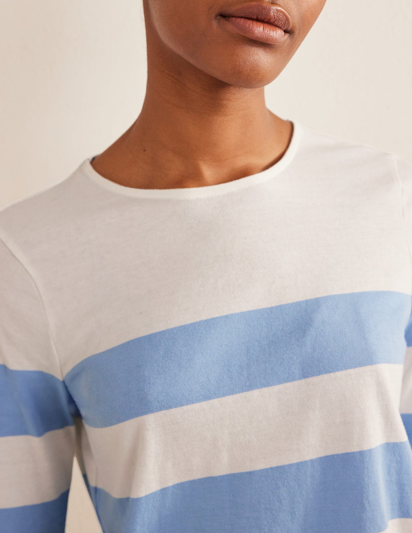 Bea Long Sleeve Breton-Linseed and Ivory Wide Stripe