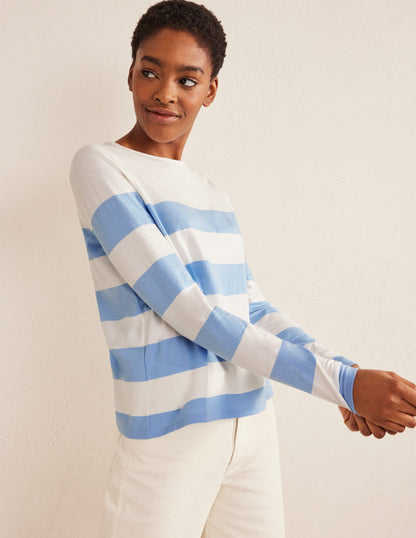 Bea Long Sleeve Breton-Linseed and Ivory Wide Stripe-4