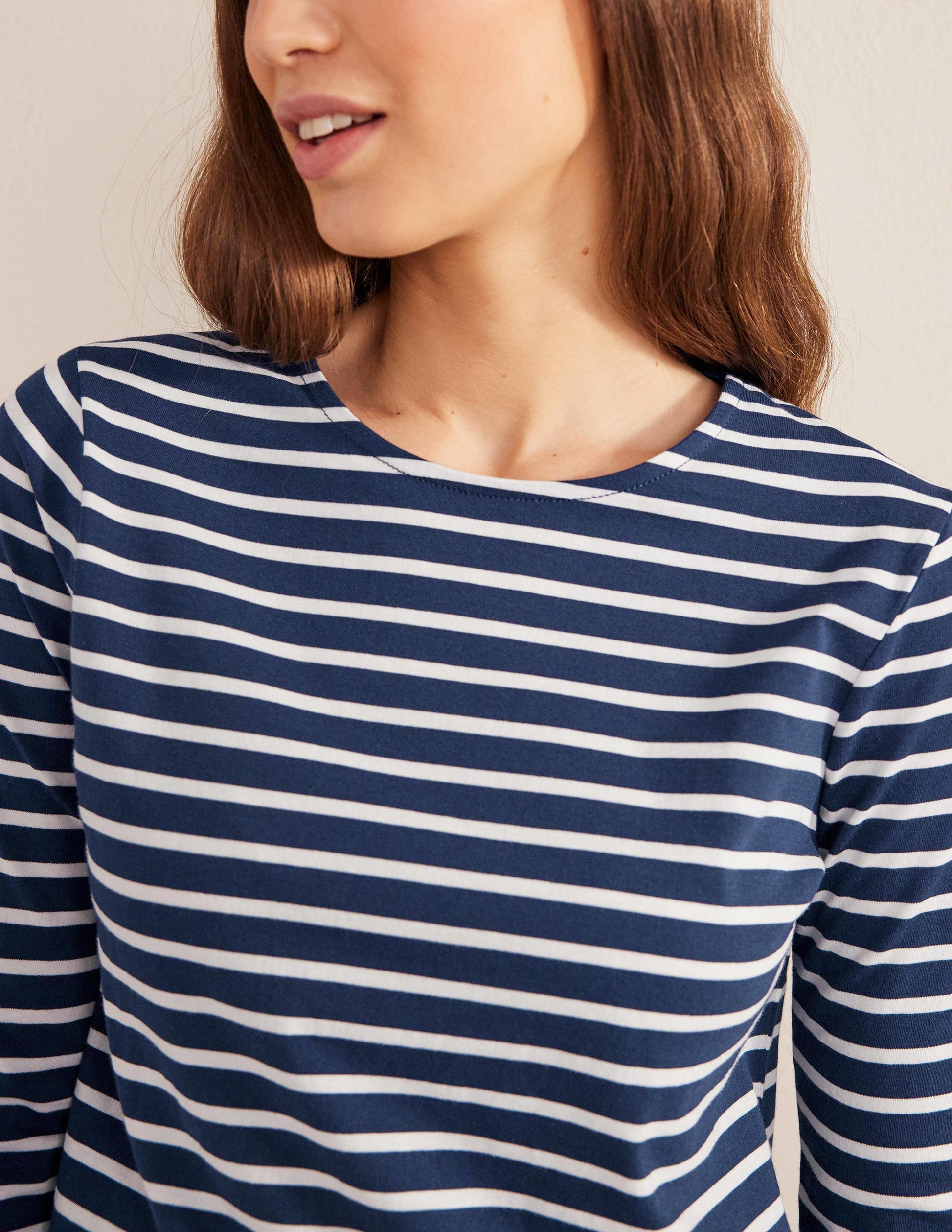 Bea Long Sleeve Breton-Navy, Ivory-2