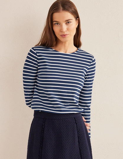 Bea Long Sleeve Breton-Navy, Ivory-4
