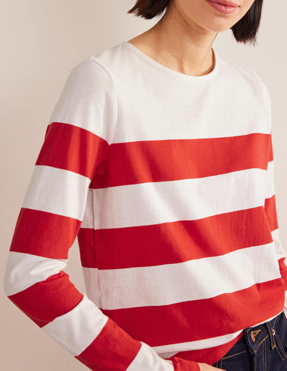 Bea Long Sleeve Breton-Red and Ivory, Wide Stripe-2