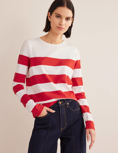 Bea Long Sleeve Breton-Red and Ivory, Wide Stripe-4