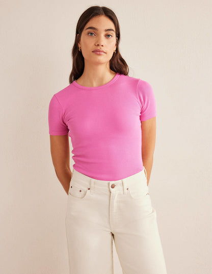 Cotton Ribbed T-Shirt-Plum Blossom-1