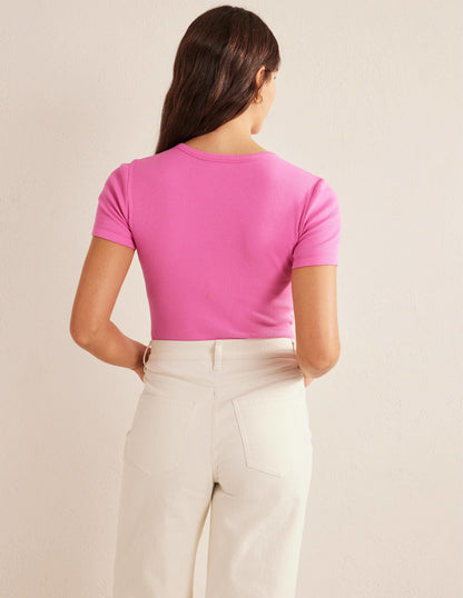 Cotton Ribbed T-Shirt-Plum Blossom-3