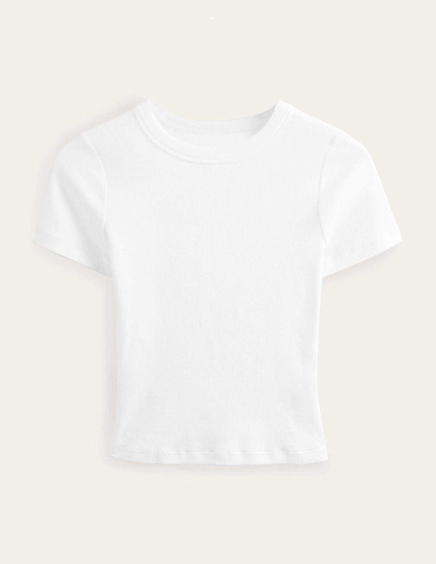 Ribbed Crew Neck T-shirt-White