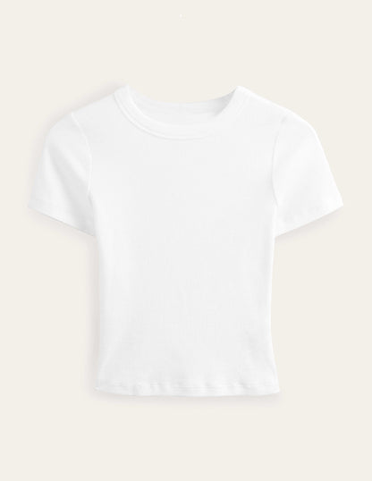 Ribbed Crew Neck T-shirt-White