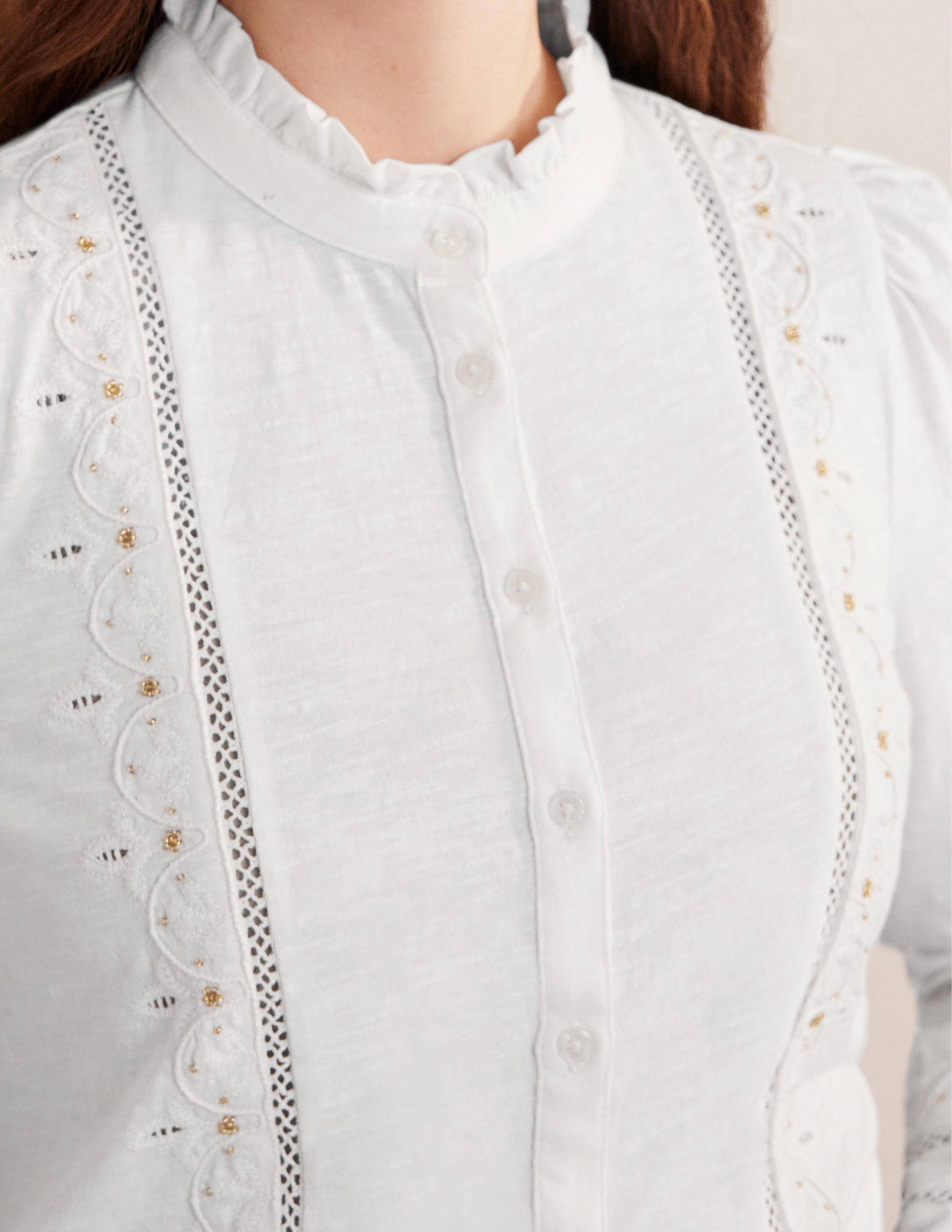 Embroidered Jersey Shirt-White - Image 2