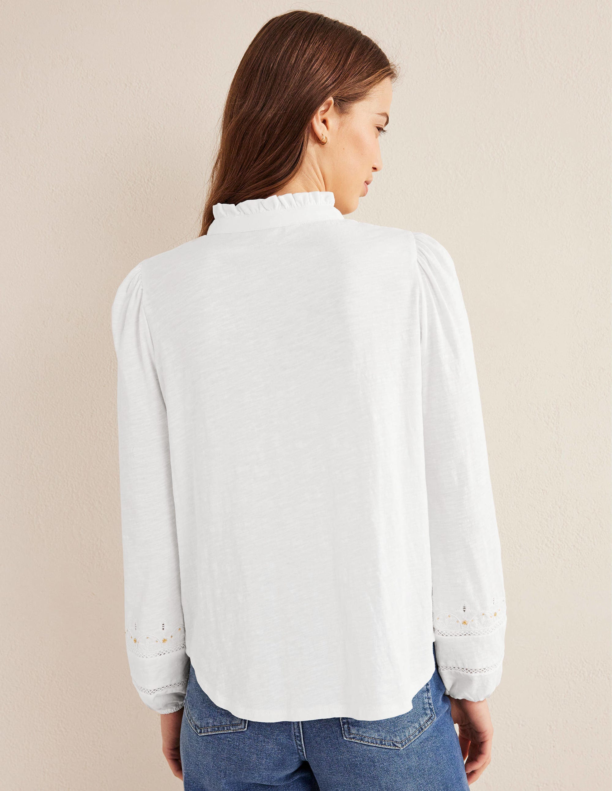 Embroidered Jersey Shirt-White - Image 3