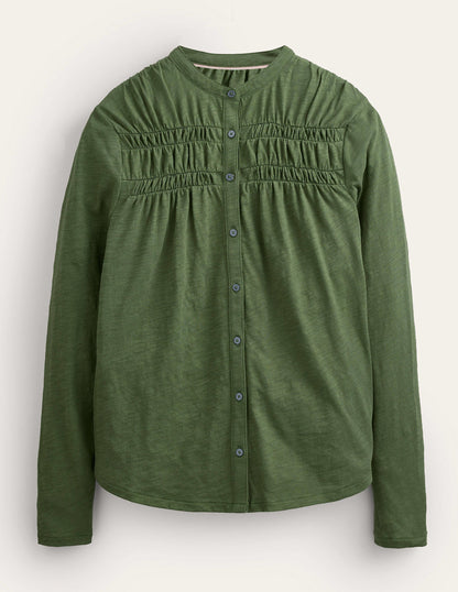 Ruched Yoke Detail Shirt-Kale-5