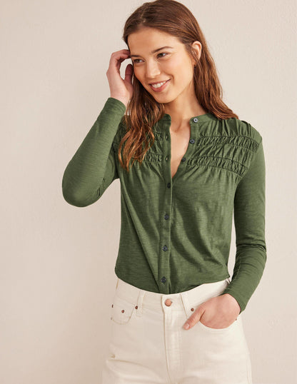 Ruched Yoke Detail Shirt-Kale-1