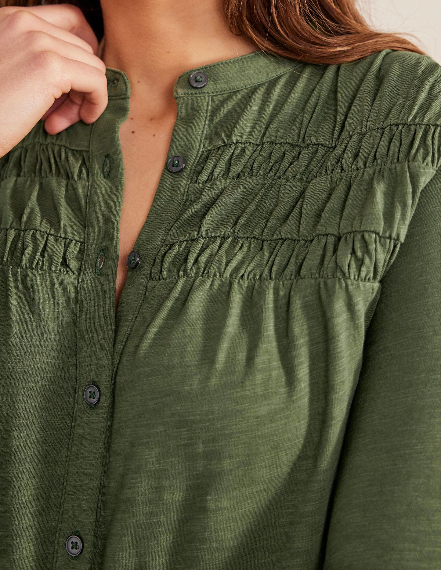 Ruched Yoke Detail Shirt-Kale