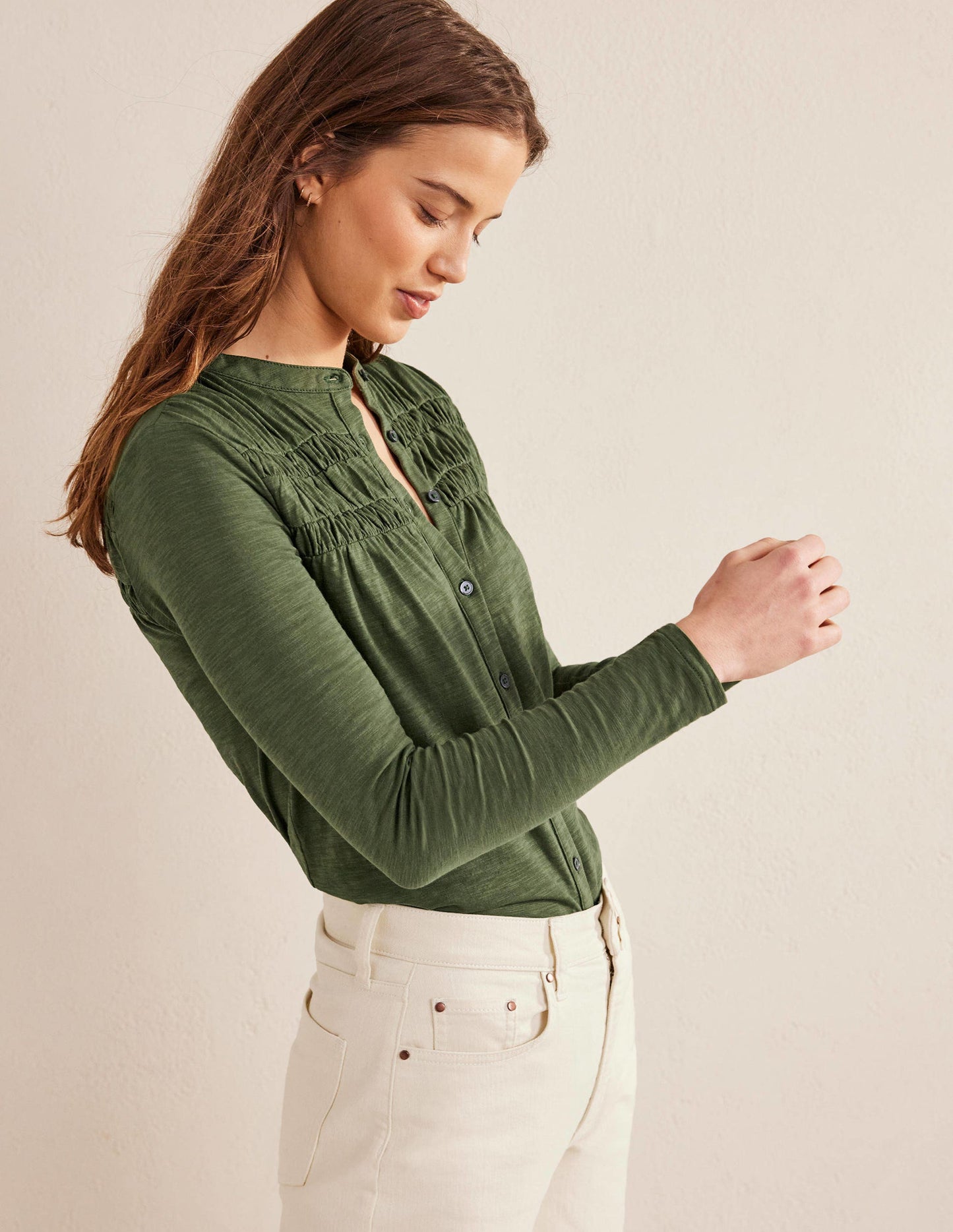 Ruched Yoke Detail Shirt-Kale