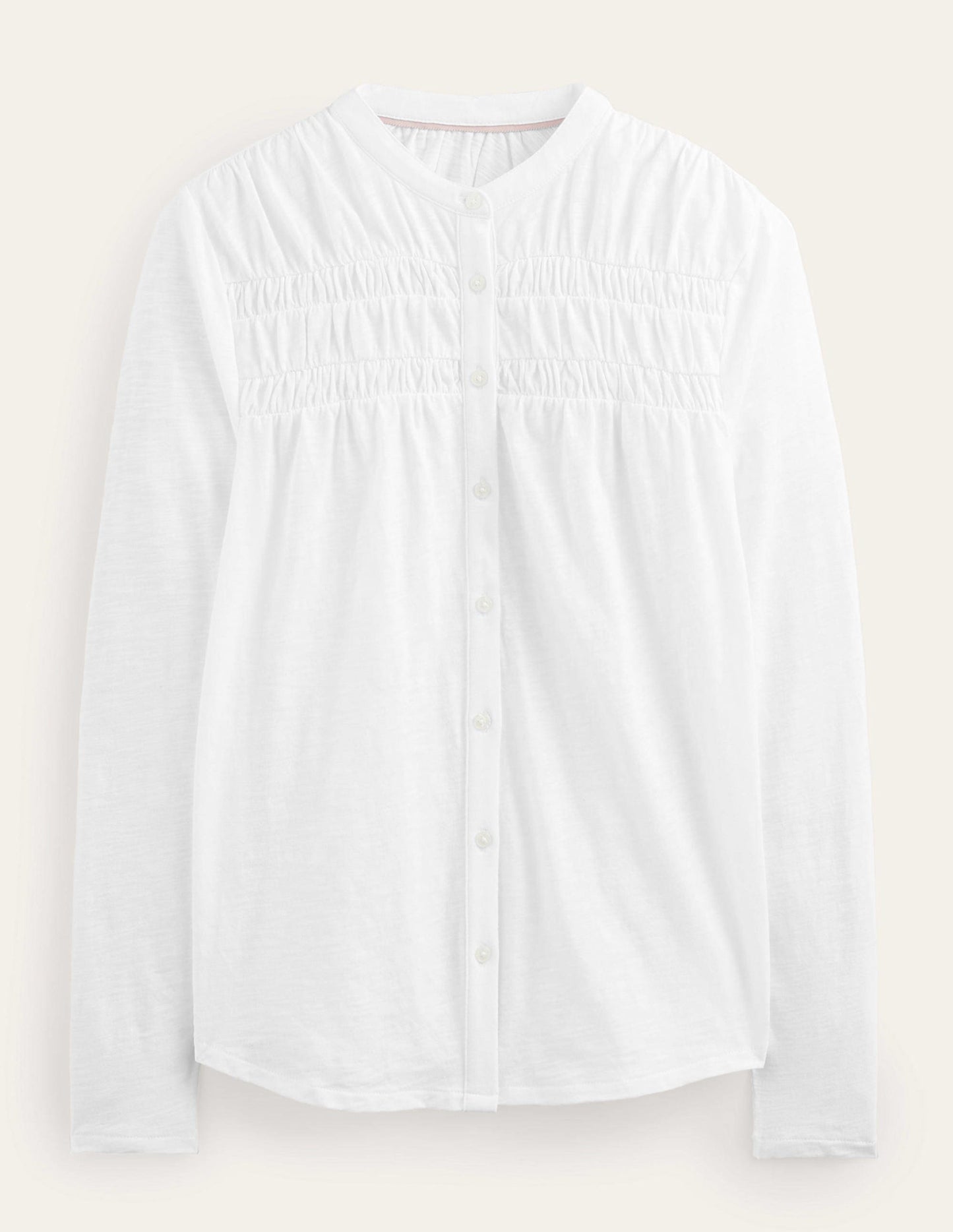 Ruched Yoke Detail Shirt-White
